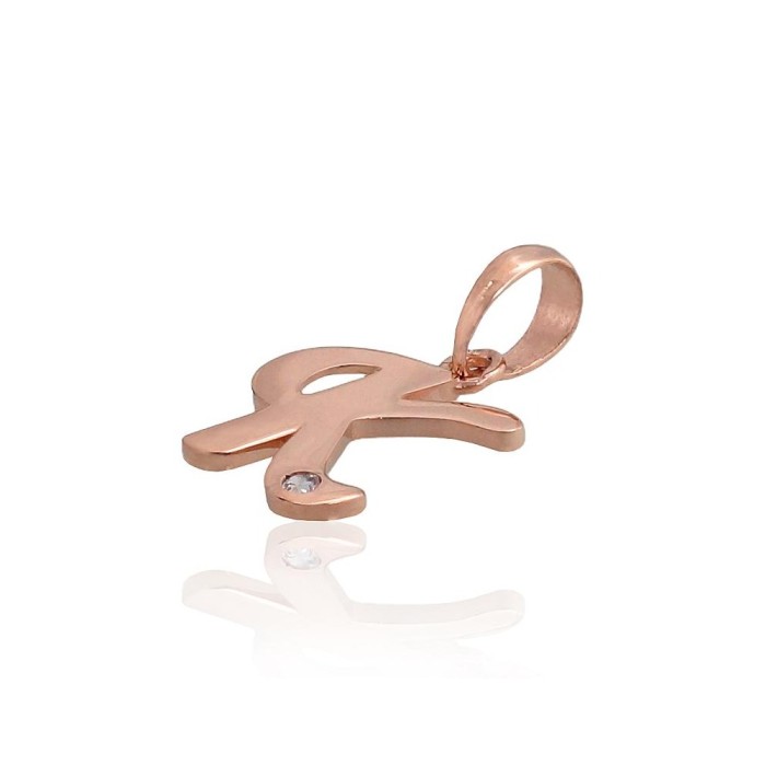 Gold Cubic Zirconia Letter Pendant “K IV”