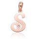 14K Red Gold Cubic Zirconia Letter Pendant “S IV”