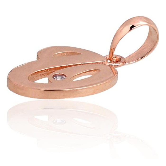 14K Red Gold Cubic Zirconia Letter Pendant “V IV”
