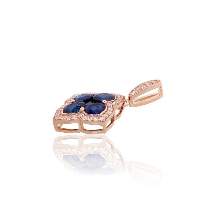 Gold Diamond and Sapphire Pendant “Diamond Flower VIII”