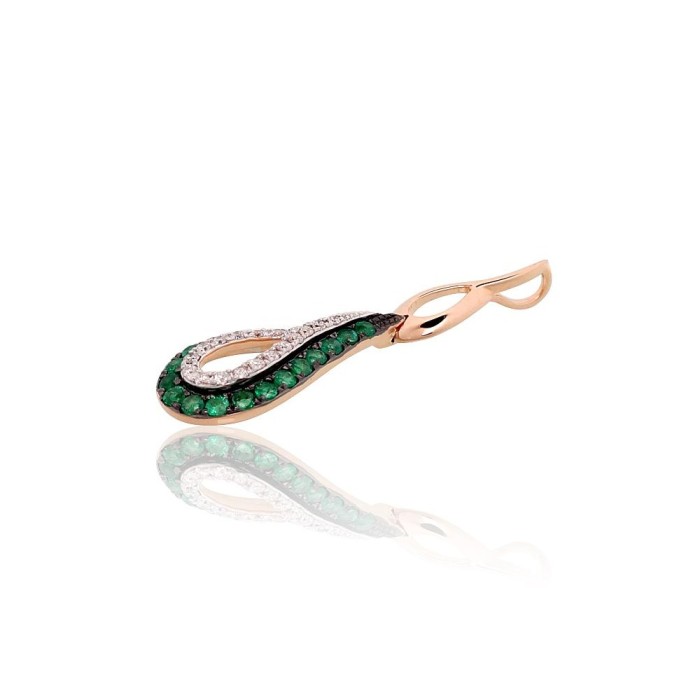 Gold Diamond and Emerald Pendant “Princess Teardrop”