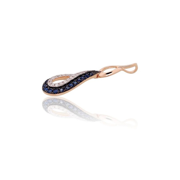 Gold Diamond and Sapphire Pendant “Princess Teardrop II”