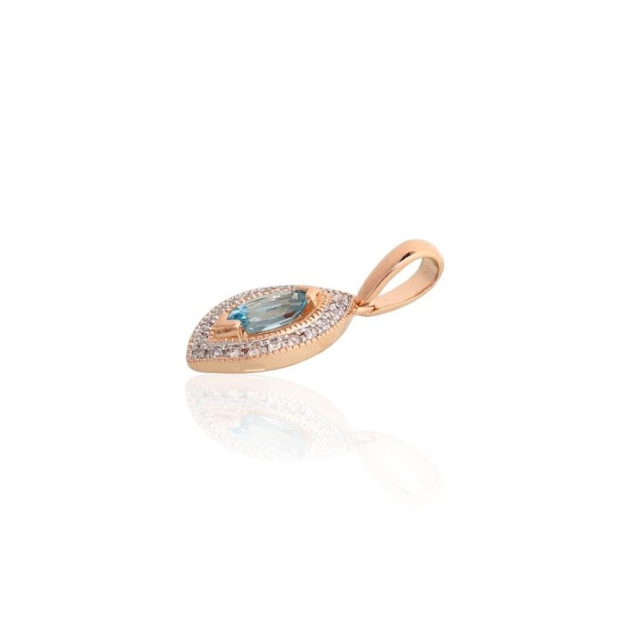 14K Red Gold Diamond and Topaz Pendant “Ocean's Glow”
