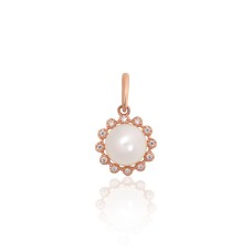 Gold Cubic Zirconia and Pearl Pendant “Silent Moon”