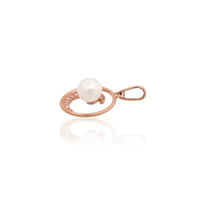 Gold Cubic Zirconia and Pearl Pendant “Quiet Moon”