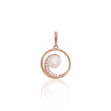 Gold Cubic Zirconia and Pearl Pendant “Quiet Moon”