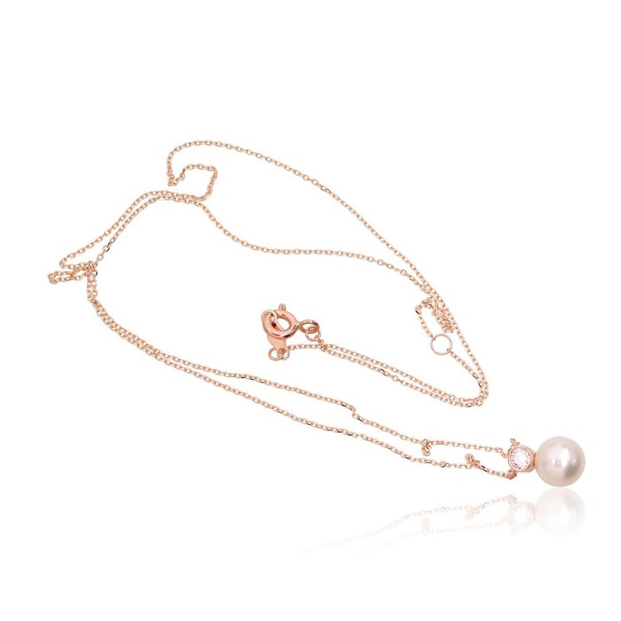 Gold Cubic Zirconia and Pearl Necklace “Galos”