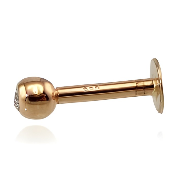 14K Red Gold Cubic Zirconia Lip Piercing “Junona IV”