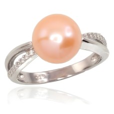 Sidabrinis žiedas su cirkoniais ir perlais „Sunrise Pearl“