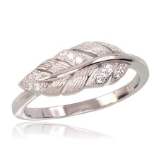 Sidabrinis žiedas su cirkoniais „Silver Leaf“
