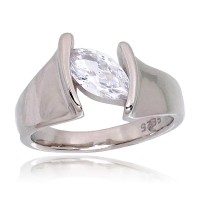 Sterling Silver Cubic Zirconia Ring “Clear Horizon”