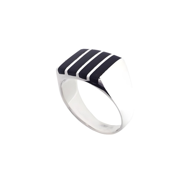 Men's Sterling Silver Onyx Ring “Vesper”