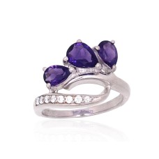 Sidabrinis žiedas su cirkoniais ir ametistais „Amethyst Tale“