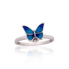 Sidabrinis žiedas su emaliu „Butterfly Waltz“