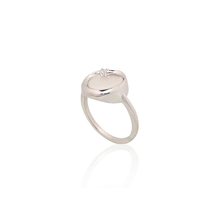 Sterling Silver Cubic Zirconia and Mother of Pearl Ring “Falling Star”