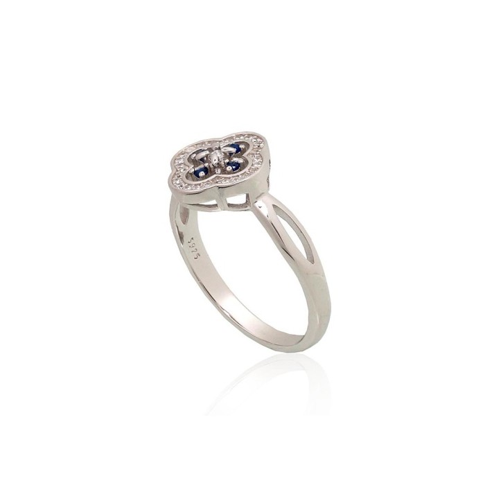 Sterling Silver Cubic Zirconia Ring “Stone Flower III”