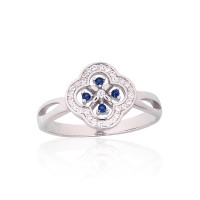 Sterling Silver Cubic Zirconia Ring “Stone Flower III”