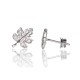 Sterling Silver Cubic Zirconia Stud Earrings “Maple Leaf III”