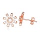 Sterling Silver Cubic Zirconia Stud Earrings “Golden Flower X”