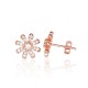 Sterling Silver Cubic Zirconia Stud Earrings “Golden Flower X”