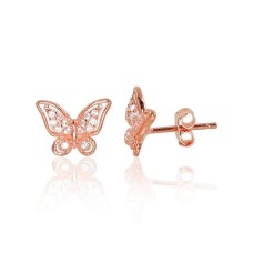 Vaikiški sidabriniai auskarai su cirkoniais „Celestial Butterflies V“