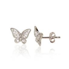 Vaikiški sidabriniai auskarai su cirkoniais „Celestial Butterflies IV“
