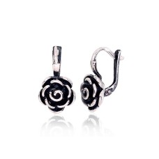 Серебряные серьги 925 пробы «Чёрная роза»