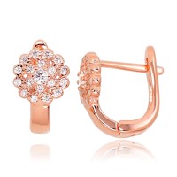 925 Sterling Silver Cubic Zirconia Earrings “Golden Blossom XI”