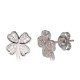 Sterling Silver Cubic Zirconia Stud Earrings “Clover”