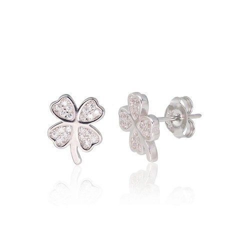 Sidabriniai auskarai-vinukai su cirkoniais „Clover“