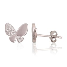Vaikiški sidabriniai auskarai-vinukai su cirkoniais „Butterflies“