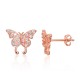 Children's Sterling Silver Cubic Zirconia Stud Earrings “Golden Butterfly”