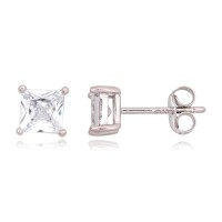 Sterling Silver Cubic Zirconia Stud Earrings “Prism IV”