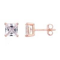 Sterling Silver Cubic Zirconia Stud Earrings “Prism V”