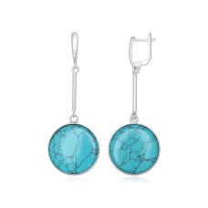 Серебряные серьги 925 пробы с бирюзой «Бирюзовая Луна»
