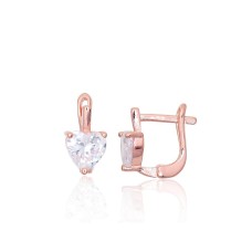 Серебряные серьги 925 пробы с цирконами «Два Сердца II»