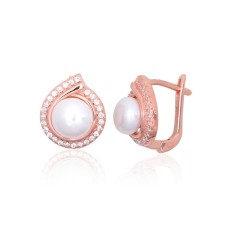 Sidabriniai auskarai su cirkoniais ir perlais „Pearl Muse“