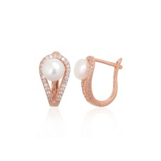Sidabriniai auskarai su cirkoniais ir perlais „Pearl Muse II“