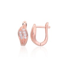 Серебряные серьги 925 пробы с цирконами «Листва II»