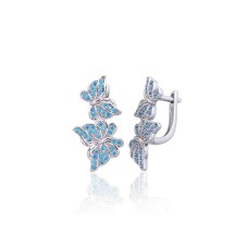 Серебряные серьги 925 пробы с цирконами «Небесные Бабочки»