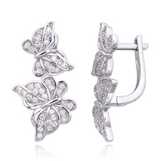 Sidabriniai auskarai su cirkoniais „Celestial Butterflies VII“