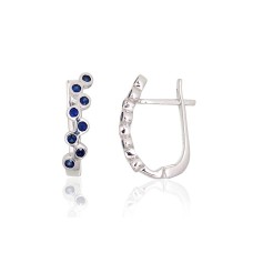 Серебряные серьги 925 пробы с сапфирами «Арабика»