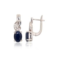 925 Sterling Silver Cubic Zirconia and Sapphire Earrings “Splendor Sapphire”