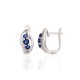 925 Sterling Silver Cubic Zirconia and Sapphire Earrings “Vine”