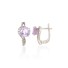 925 Sterling Silver Cubic Zirconia and Amethyst Earrings “Melody”