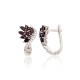 925 Sterling Silver Cubic Zirconia and Garnet Earrings “Modern”
