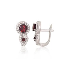 925 Sterling Silver Cubic Zirconia and Garnet Earrings “Sophie”