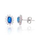 Sterling Silver Cubic Zirconia and Opalite Stud Earrings “Moon Charm VII”