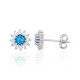 Sterling Silver Cubic Zirconia and Opalite Stud Earrings “Moon Charm XI”