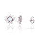 Sterling Silver Cubic Zirconia and Opalite Stud Earrings “Moon Charm XIII”